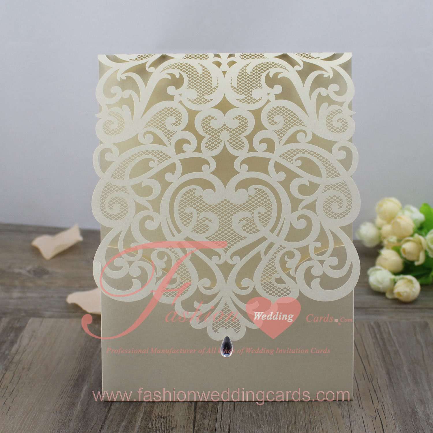Personalised Laser Cut Pocked Fold Wedding Invitations